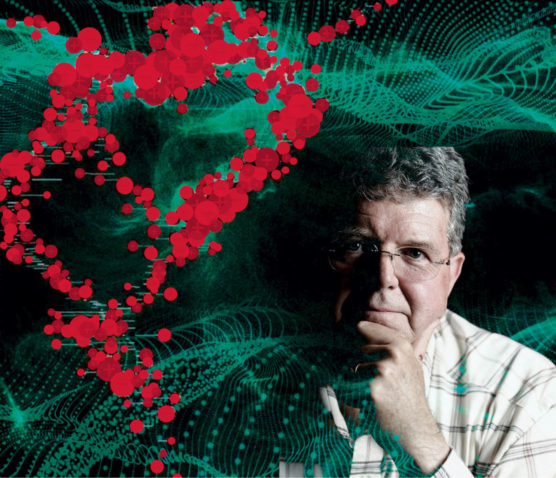 WSU chemistry professor Herbert Hill. Photoillustration with portrait by Robert Hubner