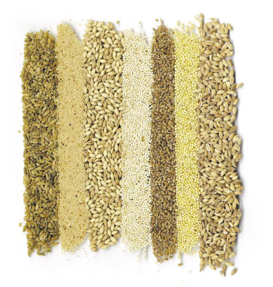 Ancient grains freekeh, amaranth, barley, quinoa, bulgur, millet, and farro. Courtesy Pioneer Press