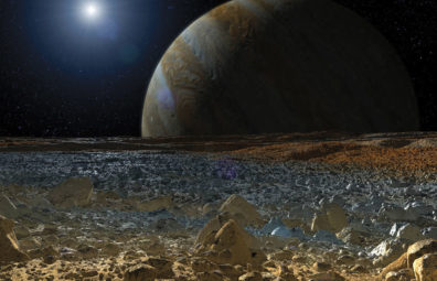 Illustrated view of Jupiter from Europa. Courtesy NASA/JPL-Caltech