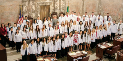 Pharmacy students attending the 2016 Legislative Day in Olympia with State Senator Linda Evans Parlette