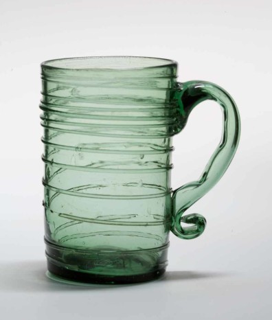 Colonial glass mug from the the Malcolm L. Polis Collection, Plymouth Meeting, Pennsylvania.