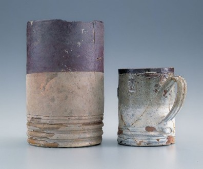 Salt-glazed stoneware mugs, Yorktown, Virginia, 1720-1745. Courtesy National Park Service, Colonial National Historical Park, Yorktown Collection