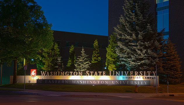 West entrance to Riverpoint campus by Zach Mazur