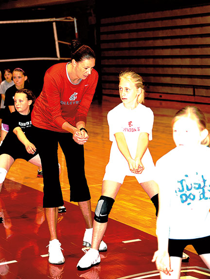WSU volleyball coach at camp