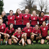 WSU women's rugby team in England