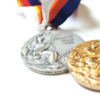 A pair of Tom Jager's Olympic medals