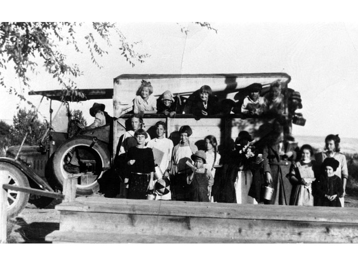 First School Bus in White Bluffs, 1934