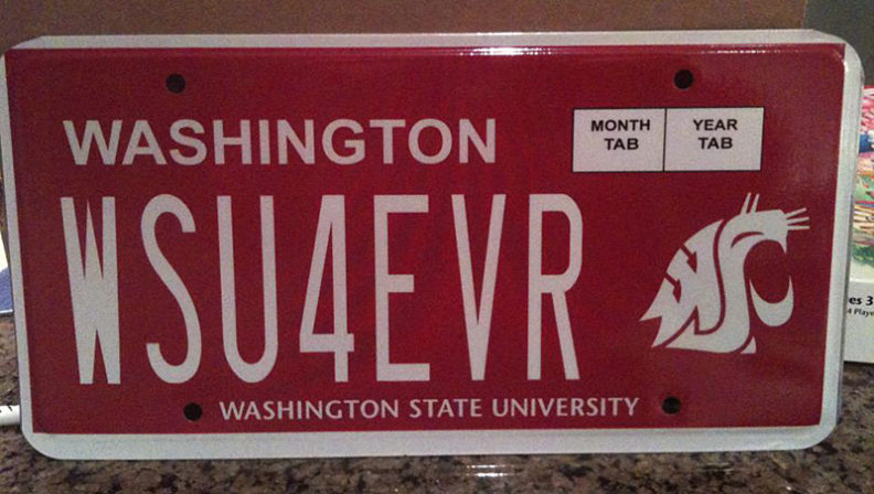 WSU custom license plate