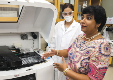 Susmita Bose in the lab