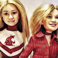 Mary-Kate and Ashley Olsen twins dolls by Mattel. Staff photoillustration