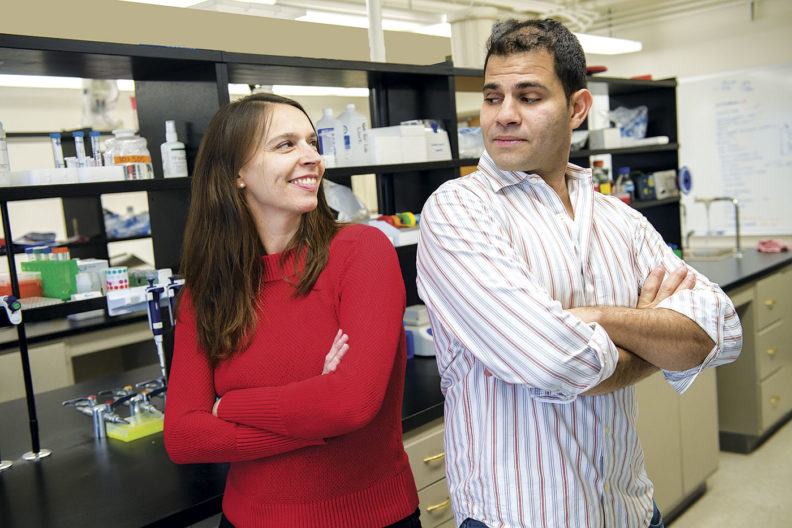 Omar Cornejo and Joanna Kelly in their WSU lab