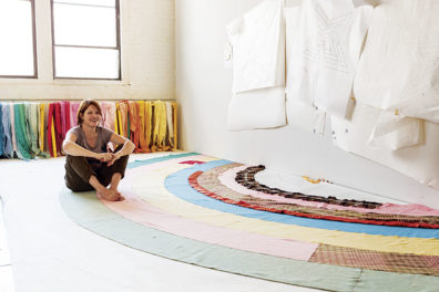 Artist Marie Watt in her New York studio, 2012