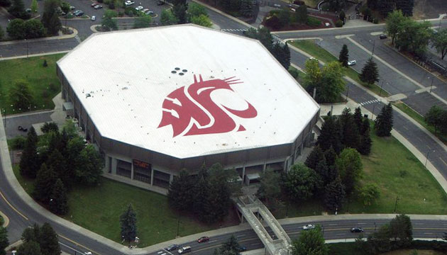 WSU logo on roof of Beasley Coliseum