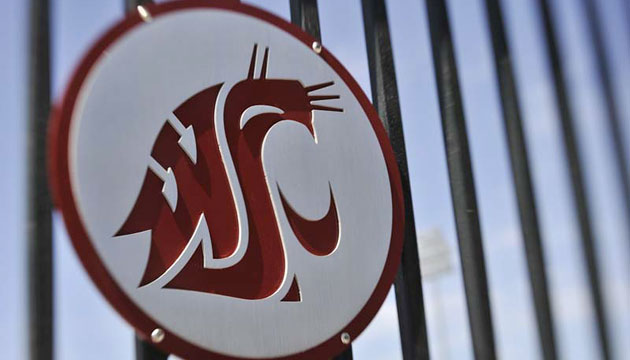 WSU logo on fence at Martin Stadium