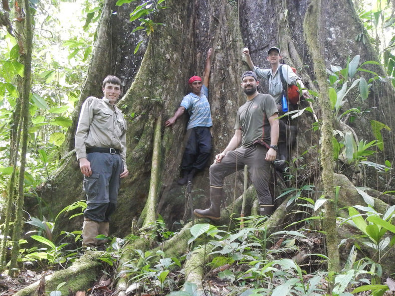Group of men by large tree in Honduras