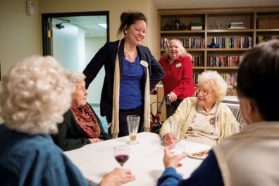 Rosita Sandell and residents at Moutlake Terrace Plaza