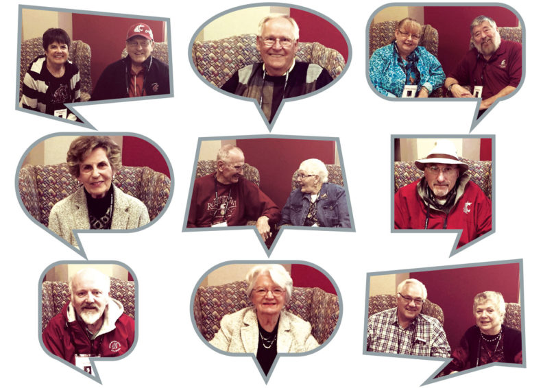 WSU alumni in speech bubbles