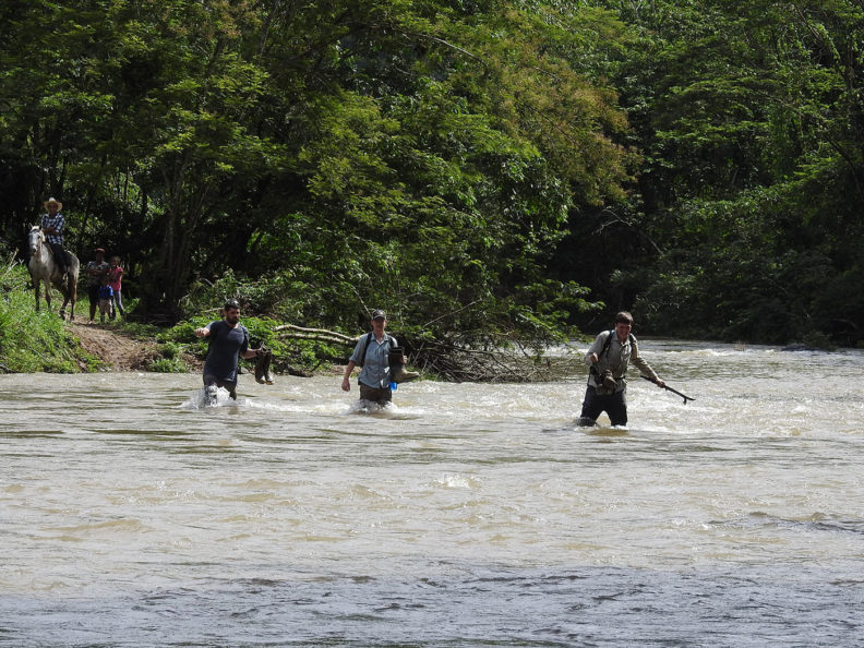 Crossing a river in Honduras