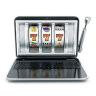 Illustration of laptop as a slot machine