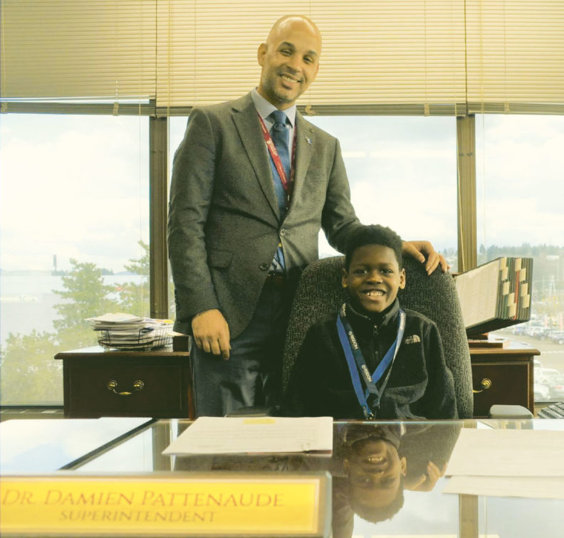 Damien Pattenaude with “Superintendent for a Day” Raymier Peterson