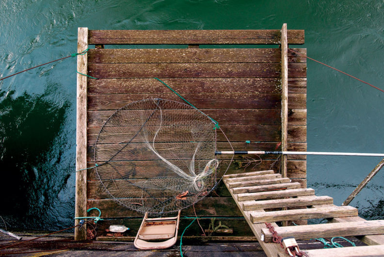 Scene from the Columbia River Gorge - fishing net and ladder