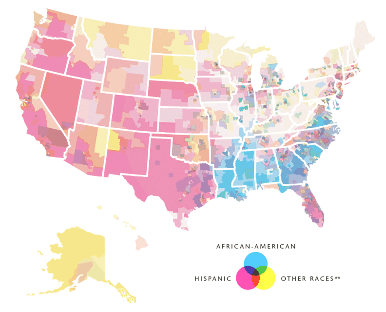 50 state teacher diversity gap map