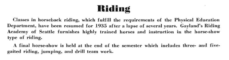 1935 Chinook page talking about horse riding at WSC