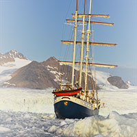 Tall ship Antigua in the Arctic