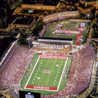Night game aerial photo of Martin Stadium (Robert Hubner)