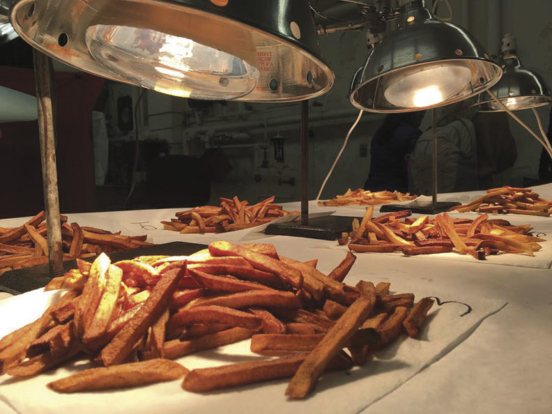 French fries ready for tasting at WSU Potato Research Lab (Photo Rachel Webber)