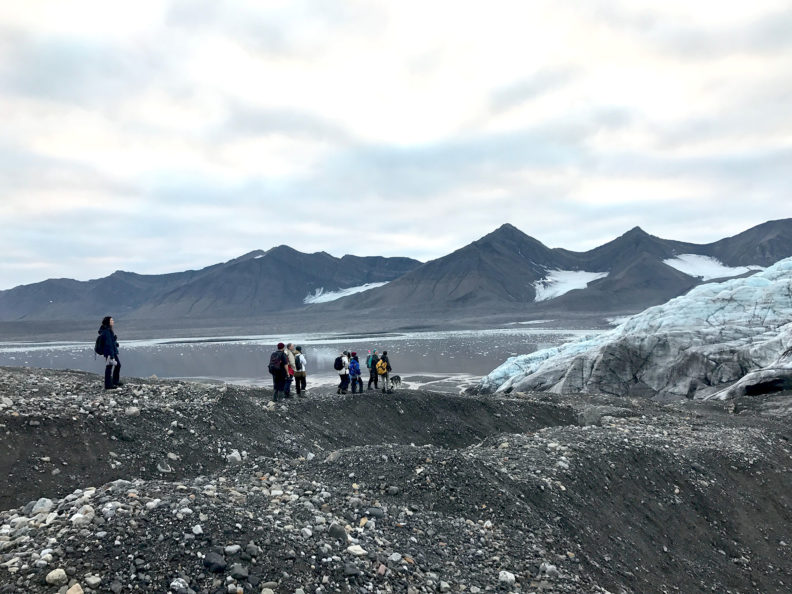 Group of people from tall ship Antigua on rocky shore. Photo Debbie Lee
