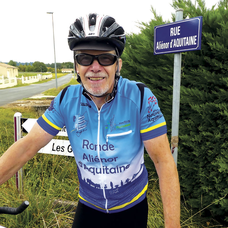 Vince Sikorski on his bike in France