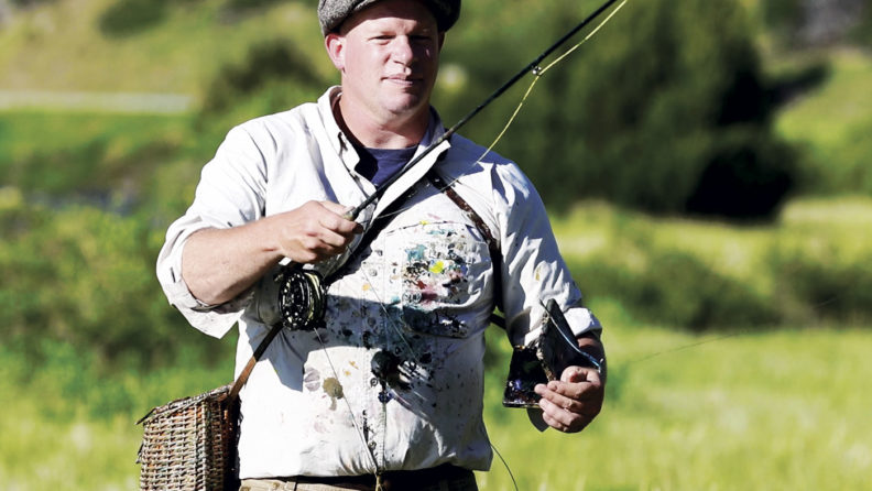 Ben Miller casts with his fly rod to paint.