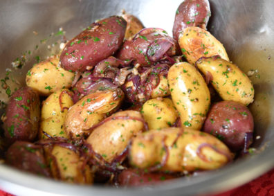 Seasoned fingerling potatoes. Photo Shelly Hanks