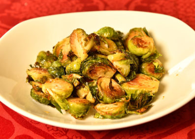 Roasted brussels sprouts on a plate. Photo Shelly Hanks
