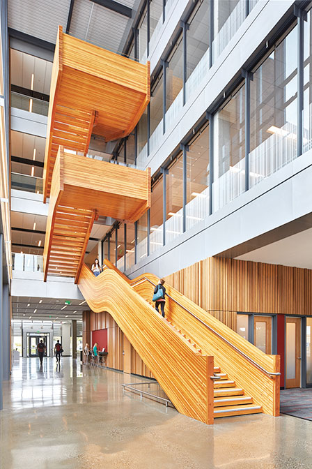 Stairs constructed with CLT at WSU Everett