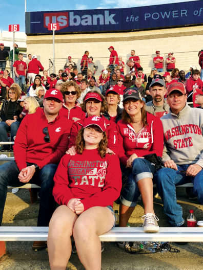 The Rightmire extended family of Cougs at a game in Martin Stadium