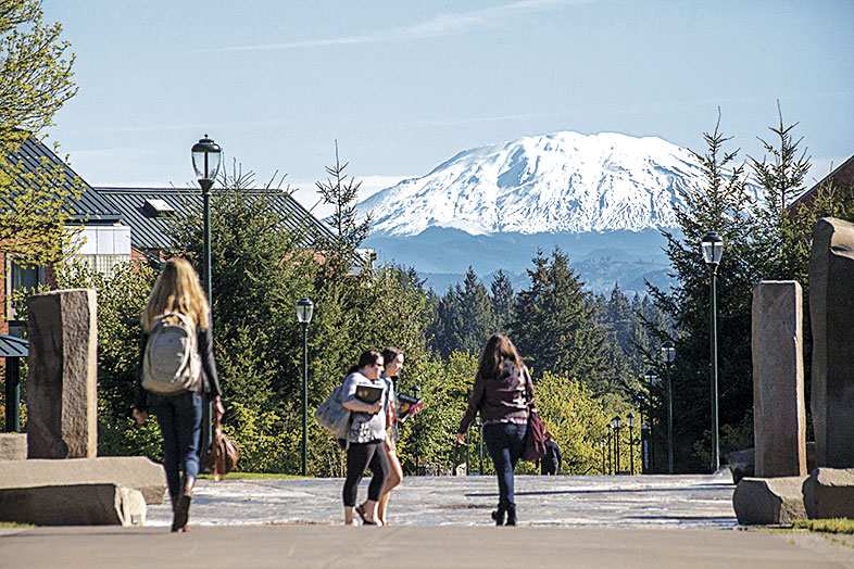 WSU Vancouver campus with Mount St. Helen's in the background
