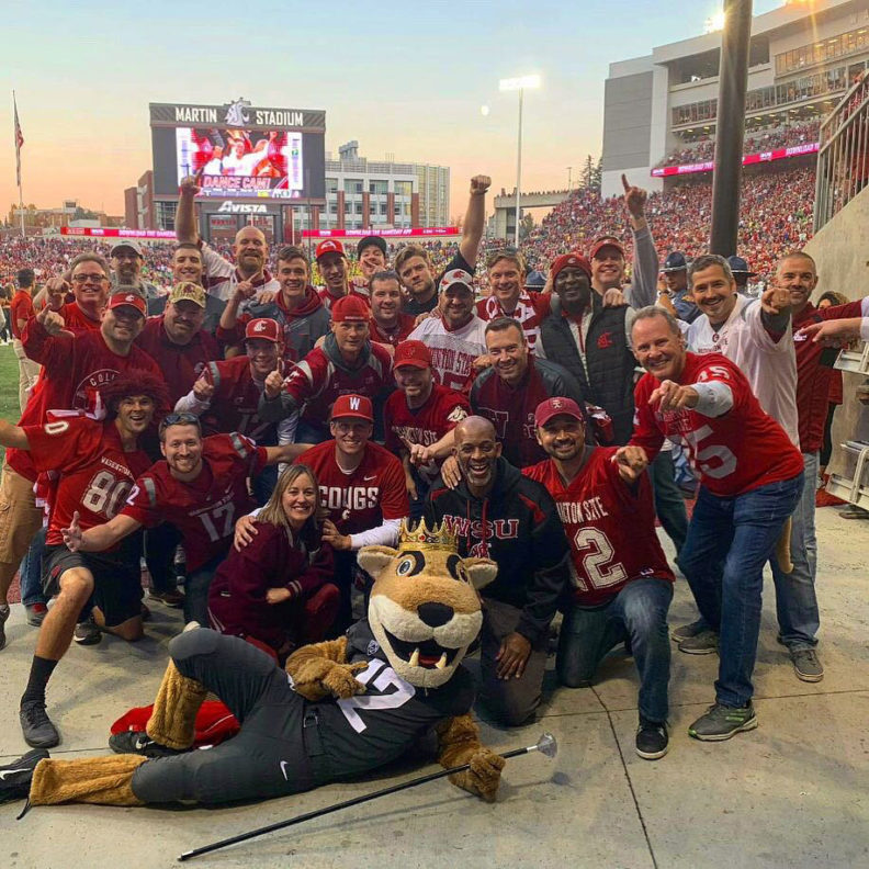 Former Butch Cougars at Butch T. Cougar 40th birthday reunion in Martin Stadium