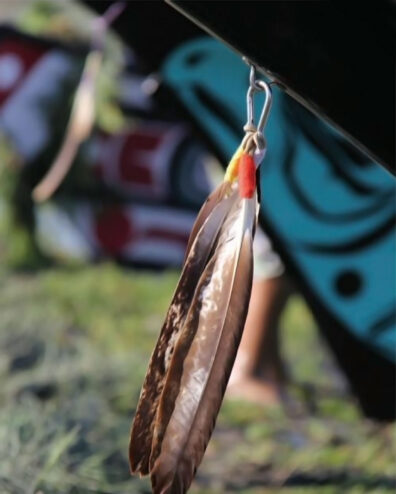 Feather on Swinomish decoration