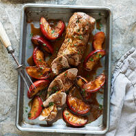 Roast Pork Tenderloin with Cosmic Crisp Apples in Cider Sauce