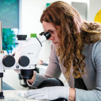 Jen Adair in her Fred Hutchinson Cancer Research Center lab