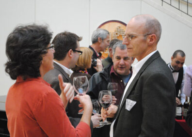 Eric Sorensen talks with a guest