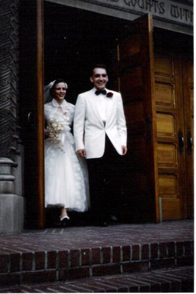 Duane and Arleen Stowe wedding in Yakima, 1954