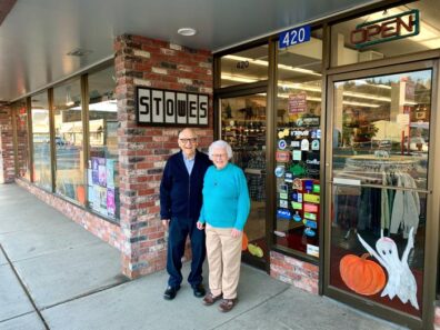 Duane and Arleen Stowe at Stowes Shoes and Clothing, 2019
