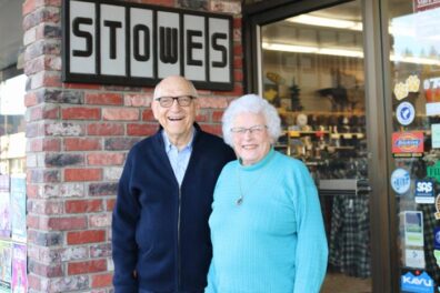 Duane and Arleen Stowe at Stowes Shoes and Clothing, 2019