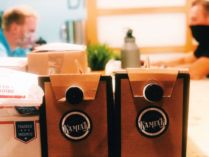 Coffee in to-go cartons from Kamiak Coffee