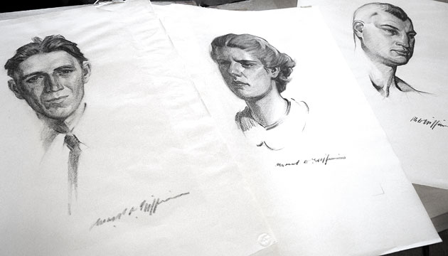 Portraits of Clyfford Still and two others