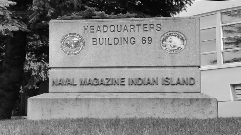 Headquarters sign at Naval Magazine Indian Island