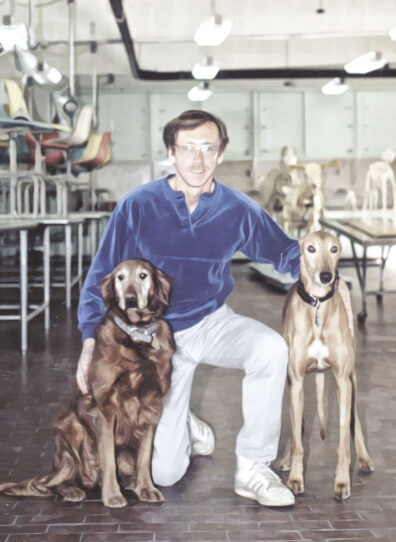 Paul Johnson with two dogs at WSU